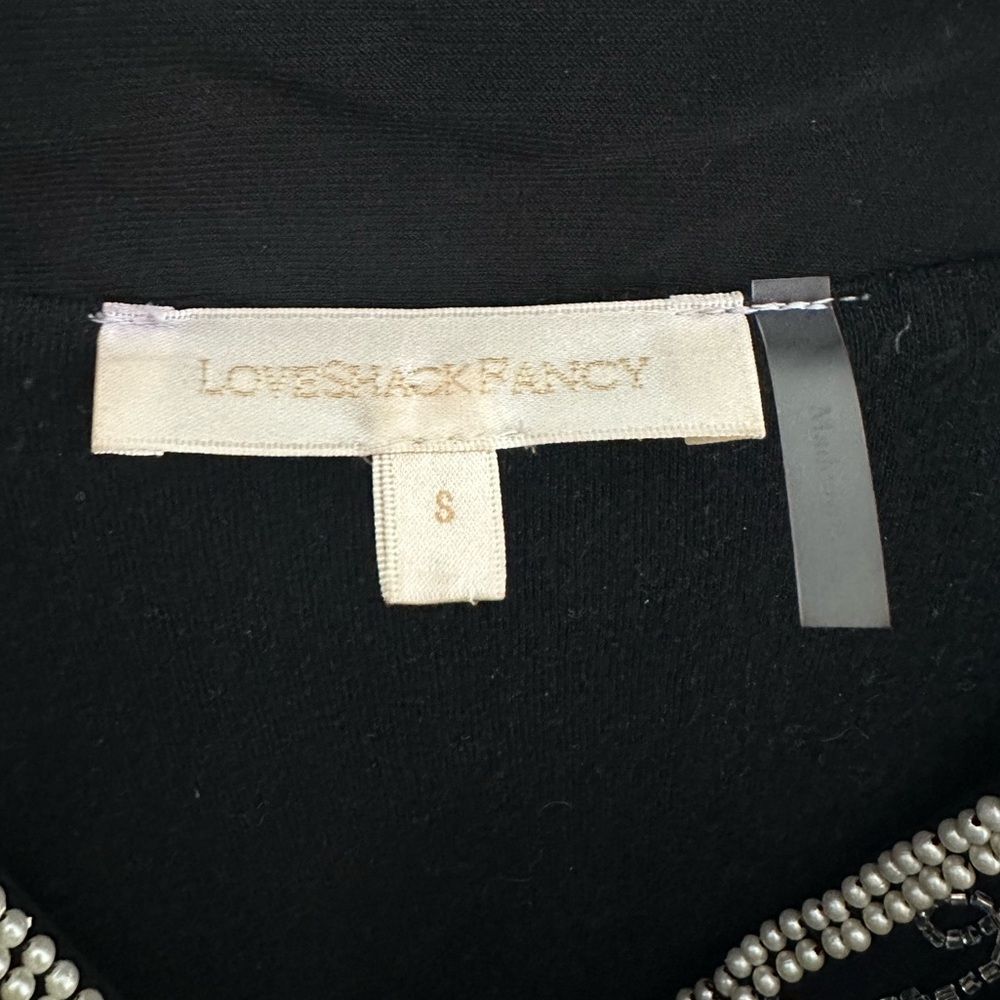 LoveShackFancy Norima Black Beaded Heart Crop Cardigan Jacket - Picture 7 of 16